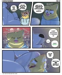 absurd_res age_difference anthro balls bear belly big_balls big_bulge big_dom_small_sub big_penis blush bodily_fluids border bottomwear bulge canid canine canis clothed clothing comic crunchychip dialogue domestic_dog dominant dominant_anthro dominant_male duo english_text erection erection_under_clothing facial_hair fur genital_fluids genitals half-erect heart_eyes heart_symbol hi_res humanoid_genitalia humanoid_penis imminent_sex leaking_precum male male/male mammal math mature_anthro mature_male moustache mr_arthur_(crunchychip) musk musk_cloud older_male overweight overweight_anthro overweight_male pecs penis penis_on_face polar_bear precum shiba_inu side_view size_difference sound_effects speech_bubble spitz spread_legs spreading stretched_clothing student talking_to_another teacher teacher_and_student text tuft underwear underwear_only ursine vein veiny_penis white_body white_border white_fur yellow_body yellow_fur zach_(crunchychip)