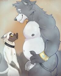 4:5 4_fingers absurd_res adastra adastra_(series) amicus_(adastra) ass becoming_erect big_butt big_penis black_nose black_penis blue_body blush bodily_fluids bracelet brown_body brown_fur brown_nose bulge canid canine canis clothed clothing collar collar_only cum cum_drip domestic_cat dripping duo echo_(series) echo_project eye_contact eyewear felid feline felis fingers fluffy fur genital_fluids genitals glasses grey_body grey_fur hi_res humanoid jewelry jockstrap jockstrap_only john_howl looking_at_another love male male/male mammal multicolored_body multicolored_fur neck_tuft necklace nipples nude penis piercing precum precum_drip sauna seductive shy siamese size_difference smiley_face steam sweat sweatdrop sweaty_genitalia thick_thighs topless tuft underwear underwear_only wolf yellow_eyes