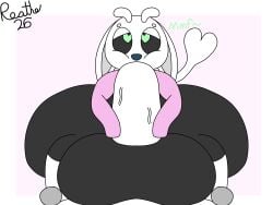 2026 4:3 anthro ass autofellatio balls big_balls big_butt big_penis black_sclera blue_nose border cheek_bulge clothing colored digital_media_(artwork) eyebrows femboy flat_colors front_view garina_(reathe) genitals green_eyes grey_hooves grey_inner_ear guardian_spirit hand_on_own_penis hand_on_penis heart_eyes heart_symbol heart_tail hi_res hooves huge_balls huge_butt huge_cock hyper hyper_balls hyper_butt hyper_genitalia hyper_penis looking_pleasured looking_up male masturbation microsoft oral oral_masturbation ori_(series) penile penile_masturbation penis penis_in_mouth pink_background pink_clothing pink_sweater pink_topwear reathe signature simple_background sitting solo sweater tail thick_thighs topwear vein veiny_penis white_body white_border white_ears white_eyebrows white_tail xbox_game_studios