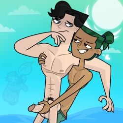 abs disventure disventure_camp embarrassed_nude_male garbage gay grabbing_chest grabbing_from_behind grabbing_penis homosexual hunter_(disventure_camp) kai_(disventure_camp) looking_at_partner tagme tagme_(artist)