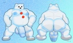 anthro ass backsack balls bandai_namco belly big_penis candyheartsour digimon digimon_(species) flaccid frigimon genitals hi_res huge_cock male male_only musclegut muscular nipples nude pecs penis snowman solo vein veiny_penis