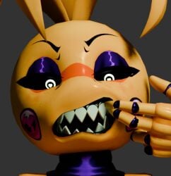 1girls 3d finger_in_mouth five_nights_at_freddy's justminkov sharp_teeth solo toy_chica_(fnaf) toy_chica_(justminkov)