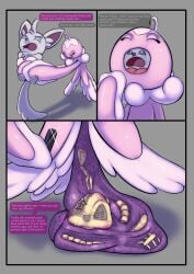 bone border comic digestion disposal duo english_text feces female female_pred feral frillish generation_5_pokemon grey_border hi_res larger_female larger_pred male male_prey minccino nintendo oral_vore poisonsneksoffie pokemon pokemon_(species) remains scat size_difference smaller_male text vore