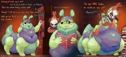 book bookshelf bully bullying chubby chubby_male crying crying_with_eyes_open dandy's_world fat fat_fetish fat_male feederism feeding force_feeding gay library male/male male_only minxluvq on_shoulders shrimpo_(dandy's_world) squirm_(dandy's_world)