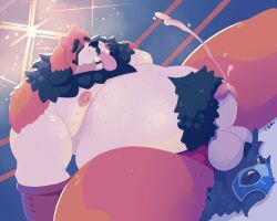 2018 anthro belly black_eyebrows black_nose black_pubes bodily_fluids canid canine canis chocolateandmilk closed_eyes cum cumshot dipstick_ears domestic_dog duo ear_markings ejaculation eyebrows fighting_ring fur genital_fluids grey_body grey_fur head_tuft inside lying male mammal moobs multicolored_ears nipples nude obese obese_anthro obese_male on_back open_mouth orange_body orange_eyes orange_fur overweight overweight_anthro overweight_male pink_nipples pink_tongue pubes sweat sweaty_belly sweaty_face sweaty_legs tea_bagging tongue tongue_out tuft white_body white_fur