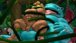 16:9 2026 3d_(artwork) abs amphibian anal anal_sex anthro balls bandai_namco big_balls big_dom_small_sub big_penis blue_eyes bondage bound chair_position crossover digimon digimon_(species) digital_media_(artwork) dominant duo elemental_creature erection eye_scar facial_scar felid flora_fauna flower forest forest_background forest_sex from_behind_position generation_1_pokemon genitals glans hi_res huge_balls huge_cock interspecies leomon lion long_penis male male/male male_penetrated male_penetrating male_penetrating_male mammal mane musclegut muscular muscular_anthro muscular_male nature nature_background nintendo nipples nude on_ground open_mouth oral oral_penetration outside pantherine pecs penetration penile penile_penetration penis penis_in_ass plant plant_tentacles pokemon pokemon_(species) red_eyes restrained restrained_by_tentacles saggy_balls scar sex sharp_teeth sitting size_difference smile source_filmmaker_(artwork) teeth tentacle tentacle_bdsm tentacle_in_mouth tentacle_penetration tigura tongue tree venusaur vine_tentacles vine_whip widescreen