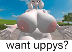 1girls 3d arms_outstretched big_breasts breasts caption female goat horns hug_invitation huge_breasts massive_breasts milf naked nipples nude pool poolside solo toriel toriel_(bom39) undertale undertale_(series) vrchat vrchat_avatar