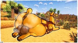 anus ass balls big_balls big_butt camel camel_(minecraft) camelid dessert feral food genitals hi_res male mammal microsoft minecraft mojang mount puffy_anus smile snackaftermidnight solo steamy_butt thick_thighs xbox_game_studios