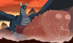 5:3 balls big_balls big_penis claws dragon feral flared_penis genitals hi_res horn huge_balls huge_cock hyper hyper_balls hyper_genitalia hyper_penis knot knotted_penis luccatoasty macro male mythological_creature mythological_scalie mythology penis penis_ridge ridged_penis scalie solo spiked_penis spikes spikes_(anatomy) wings