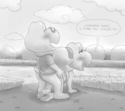 all_fours anthro doggy_style female from_behind_position koopa_troopa koopie_koo koops lizard male mario_(series) monochrome nintendo paper_mario penetration reptile scalie sex sl350 straight turtle vaginal_penetration video_games