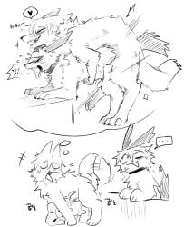 anal anal_sex angry bodily_fluids canid canine canis closed_eyes collar cross-popping_vein crossbar_emanata cum cum_while_penetrated cumshot digital_drawing_(artwork) digital_media_(artwork) doggy_style domestic_dog duo ejaculation ellipsis emanata fangs fantasizing feral feral_on_feral feral_penetrated feral_penetrating feral_penetrating_feral from_behind_position genital_fluids grinding half-closed_eyes hands_on_hips heart_reaction holding_partner korean_text looking_down looking_down_at_partner looking_pleasured male male/male male_penetrated male_penetrating male_penetrating_male mammal mind_reading monochrome motion_lines narrowed_eyes onomatopoeia open_mouth open_smile penetration penile penile_penetration pillow quadruped sex side_view smile sound_effects speechless teeth text thought_bubble tongue tongue_out vitame83