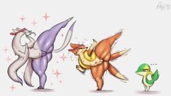 ... 2016 2girls ambiguous_gender ass bandana brown_fur chubby claws closed_eyes english_text eyelashes feet female floatzel fur furry girly green_scales grey_background group heavy_breathing huge_ass kingofacesx larger_female leg_up mienshao multi_tail navel nintendo nude open_mouth orange_fur pokemon pokemon_(species) pokemon_bw pokemon_dppt pose purple_fur pussy raised_leg reptile scales scalie shadow shiny signature size_difference snake snivy spread_legs spreading standing sweat tail text thick_thighs trembling video_games wavy_mouth whiskers white_fur wide_hips