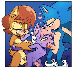 2boys anal anal_sex anthro blue_fur dickgirl fellatio from_behind furry futa_on_male futanari hedgehog intersex male mammal oral oral_sex sally_acorn skinbark sonic_(series) sonic_the_hedgehog sonic_the_hedgehog_(archie) sonic_the_hedgehog_(comics) threesome yaoi