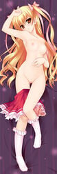 blonde_hair female hidan_no_aria long_hair mine_riko pussy red_eyes solo tied_hair twintails very_long_hair