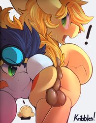 ! 2016 anus ass backsack balls blush braeburn_(mlp) cutie_mark dock duo earth_pony equine eyewear feral friendship_is_magic goggles green_eyes hair hooves horse kribbles looking_back male male_only mammal multicolored_hair my_little_pony open_mouth pony rear_view soarin_(mlp) tongue tongue_out two_tone_hair underhoof