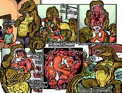 canine comic crocodile crocodilian duo english_text fox fur male mammal nude oral_vore reptile scalie staple text vore yaoi