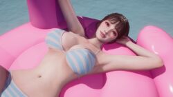 1girls big_ass big_breasts breasts bunny_(the_first_descendant) bust busty curvy curvy_figure female female_only huge_breasts large_breasts light-skinned_female light_skin ponytail pool sea slim_waist swimsuit swimwear the_first_descendant
