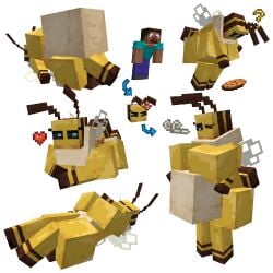 1girls 3d 3d_(artwork) anthro bee bee_(minecraft) bee_girl breasts female female_pred furry insects microsoft minecraft siefueg steve_(minecraft) vore vore_belly