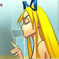 1boy 1girls 2d animated blowjob cum cum_in_mouth disgaea flonne oral purplemantis shorter_than_10_seconds sound tagme video