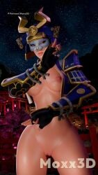 armor armored armored_female armwear breasts female female_focus female_only fingerless_gloves fortnite gloves hand_gesture helmet hime_(fortnite) hourglass_figure hourglass_figured_female jacket jacket_open looking_at_viewer mask masked masked_female moxx3d public public_nudity pussy shiny shiny_skin sholder_pads solo solo_female solo_focus thick_thighs