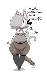 2025 4_fingers aliasing anthro asking asking_viewer asking_what bat_(object) boots breasts clothed clothed_anthro clothed_female clothing colored dialogue digital_media_(artwork) domestic_cat ellipsis english_description english_text eye_through_hair feet felid feline felis female female_anthro fingers footwear fur gata_preobrazhenskaya gata_the_future_russian_kitty grey_body grey_fur hair hair_over_eye holding_baseball_bat holding_melee_weapon holding_object holding_weapon interjection legwear maddeku mammal mask melee_weapon nailed_bat overweight overweight_anthro overweight_female pointy_ears prick_ears rattiesteps russian_blue shaded shoes small_feet solo talking_with_viewer text thick_thighs thigh_boots thigh_highs tight_clothing translucent translucent_hair vowelless vowelless_vocalization weapon wearing_mask weight_gain wide_hipped_anthro wide_hipped_female
