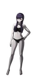 1girls 2025 barefoot big_breasts breasts ear_piercing earrings female glasses hand_on_hip hiruko_shizuhara long_hair looking_at_viewer mouth offic official_art official_style open_mouth pale-skinned_female pale_skin purple_hair red_eyes rui_komatsuzaki solo solo_female solo_focus swimsuit the_hundred_line_-last_defense_academy- white white_skin