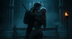 ai_generated ciri cirilla_fiona_elen_riannon female kiss_on_lips leshay7 the_witcher_(series) the_witcher_3:_wild_hunt vampire