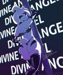 2025 2_horns anthro armwear asriel_dreemurr asriel_dreemurr_(god_form) ass big_butt big_ears black_armwear black_clothing black_eyeshadow black_jewelry black_legwear black_markings black_necklace black_sclera black_thong black_underwear bodice bovid butt_markings caprine clothing english_text eyeshadow facial_markings femboy fur goat hand_on_hip head_markings horn jewelry latex latex_armwear latex_clothing latex_legwear latex_stockings legwear lewott looking_back makeup male mammal markings mascara necklace pole raised_arm rear_view small_tail smile solo standing stockings tail text thong undertale undertale_(series) underwear white_body white_fur