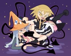 1futa 2girls alternate_version_available anal anal_sex blonde_futa blonde_hair blowjob blue_hair diphallia diphallism double_penetration eruka_frog fellatio female frog_tongue futa/female/female futa_on_female futa_penetrating futanari gray_eyes grey_eyes hand_on_head intersex intersex/female intersex_penetrating light-skinned_female light-skinned_futa light-skinned_futanari light_skin long_hair long_tongue medusa_gorgon miscon mizune multi_genitalia multi_penis oral penis penis_in_ass penis_in_pussy pink_hair pussy saliva saliva_on_thigh saliva_string saliva_trail soul_eater spread_legs thighs threesome tongue tongue_out tongue_wrap tonguejob trio vagina vaginal_penetration vaginal_sex witch witch_hat yellow_eyes