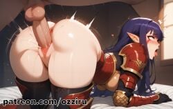 1boy 1boy1girl absurd_res ai_generated anime bent_over cute demon demon_girl doggy_style elf elf_ears elf_female esil_radiru facial_markings female hi_res highres mounting ozziru patreon pointy_ears pounding purple_hair rough_sex self_upload sex solo_leveling straight uncensored