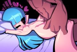 blsh blush breasts female king_of_fighters kula_diamond long_hair looking_at_another lying male medium_breasts missionary navel nipples nude on_back one_eye_closed open_mouth penis pussy red_eyes sex shiny_skin spread_legs the_king_of_fighters uncensored vaginal_penetration