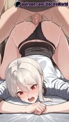 1boy 1girls 2025 ai_generated artist_name black_panties blush clothed_sex clothing_aside cock dick electroworld female food_wars fucking hi_res high_quality high_resolution highres intercourse long_hair love_making nakiri_alice open_mouth panties panties_aside patreon patreon_username penetration penis red_eyes sex sex_from_behind sexual_intercourse shokugeki_no_souma stable_diffusion straight sweat top-down_bottom-up underwear watermark white_hair
