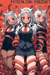 3females 3girls ai ai_art ai_assisted ai_generated big_ass big_belly big_breasts big_butt big_nipples big_thighs busty cerberus cerberus_(helltaker) clothed clothed_female clothing cute cute_face female female_focus female_only girls helltaker horny naked naked_female nude nude_female pussy ready_to_fuck red_background red_eyes red_tentacles tentacle tentacles_around_legs tentacles_everywhere thighs voidzen white_hair