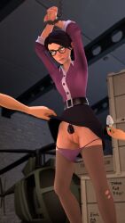 3girls angry bondage buttplug delay dubious_consent female female_focus miss_pauling panties pubic_hair pussy sfm source_filmmaker team_fortress_2 upskirt