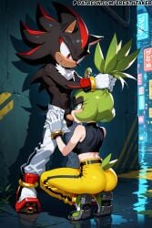 ai_generated aqua_eyes ass black_body black_fur blowjob blue_eyes breathtaker couple couple_sex cyberpunk female furry furry_female furry_male furry_only grabbing grabbing_hair grabbing_head grabbing_legs green_body green_fur hi_res male oral oral_penetration oral_sex outdoor_sex outdoors outside outside_sex pants pants_down penetration penis red_eyes shadow_the_hedgehog sonic_(series) sonic_the_hedgehog_(series) squatting surge_the_tenrec