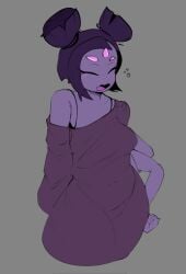 5_eyes alternate_version_available big_breasts color colored female loose_clothes monster_girl muffet neckola neckola_png purple_skin sleepy slightly_chubby spider_girl tagme thick_thighs undertale undertale_(series) wife_material yawn yawning