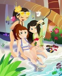 3girls akari_(papa_louie) beach bikini boomer_(papa_louie) breasts feet female flat flat_ass flat_chested flipline_studios mannie mannievelous not_porn papa_louie penny_(papa_louie) thighs