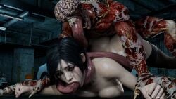3d ada_wong ass breast_squeeze breasts capcom extreme_french_kiss female human human_female interspecies licker_(resident_evil) light-skinned_female light_skin monster monster_on_female realistic resident_evil sebastien_3d sex teratophilia tongue vaginal_penetration vaginal_sex zombie