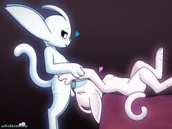 2025 3_fingers 4:3 antennae_(anatomy) anthro anthro_on_anthro anthro_penetrated anthro_penetrating anthro_penetrating_anthro arm_grab balls bed black_sclera blue_heart blue_nose blue_penis blush blush_lines breasts closed_eyes digital_media_(artwork) duo face_fucking fan_character female female_penetrated fingers flo_(whitecrocus) furniture genitals glowing guardian_spirit hands_on_hips internal irrumatio looking_at_another male male/female male_penetrating male_penetrating_female medium_breasts microsoft motion_lines oral ori_(ori) ori_(series) penetration penile penis penis_in_mouth pink_body pink_heart pink_nose pointy_ears pupils red_background red_bed_sheet sex signature simple_background smile tail tapering_penis thrusting white_body white_pupils whitecrocus xbox_game_studios