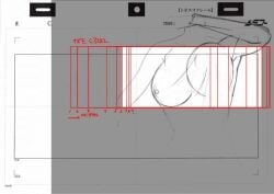 animated bakemonogatari bouncing_breasts breasts cleavage hanekawa_tsubasa huge_breasts lowres monogatari_(series) official_art sketch storyboard tagme video