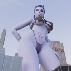 1girls 2020s 2023 3d 3d_(artwork) amelie_lacroix big_breasts blizzard_entertainment breasts city female female_focus female_only giant_female giant_woman giantess looking_at_viewer looking_down looking_down_at_viewer overwatch overwatch_2 ripped_clothing solo solo_female solo_focus standing tattoo torn_clothes torn_clothing widowmaker