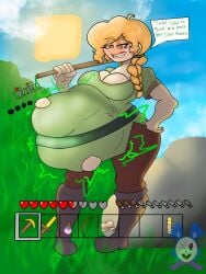 1girls 3d 3d_(artwork) alex_(minecraft) breasts female female_pred hyper larger_female microsoft minecraft red_hair vore vore_belly wiserbunny