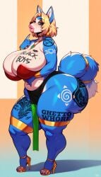 ai_generated bimbo bimbo_lips blacked blacked_tattoo huge_ass huge_breasts krystal pan_african_colors qos qos_tattoo
