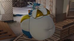 bbw big_breasts breasts cleavage eeveelution female furry glaceon huge_breasts kingofthekabuto overweight pokemon pokemon_(species) queenofthekabuto tagme thick_thighs wide_hips
