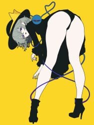 1girls ass bending_over bent_over dress dress_lift female female_only koishi_komeiji legs looking_at_viewer looking_back panties sharp_teeth solo_female thick_thighs thighs touhou vxdrq