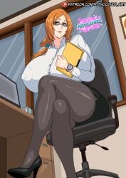 1girls areolae artist_name big_breasts bimbo bimbo_body bimbo_lips bleach bleach:_the_thousand-year_blood_war breasts color curvaceous curvy curvy_figure female female_only gigantic_breasts hi_res huge_breasts huge_nipples inoue_orihime inoue_orihime large_breasts legs light-skinned_female long_hair looking_at_viewer nipples nipples_visible_through_clothing office_lady orange_hair pythoconda_art_(pythocondaverse) slutty_clothes thick thick_ass thick_legs thick_thighs thighs tight_clothing voluptuous voluptuous_female wide_hips
