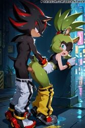 ai_generated aqua_eyes black_body black_fur blue_eyes breathtaker couple couple_sex doggy_style female furry furry_female furry_male furry_only grabbing_ass grabbing_from_behind green_body green_fur hi_res male outdoor_sex outdoors outside outside_sex pants pants_down penetration penis penis_in_pussy red_eyes sex_from_behind shadow_the_hedgehog sonic_(series) sonic_the_hedgehog_(series) standing_sex surge_the_tenrec vaginal_penetration vaginal_sex