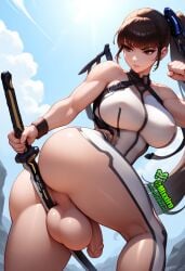 ai_generated anus breasts cock collar eve_(stellar_blade) futanari hair_ornament huge_breasts huge_cock katana mixxiru nipples pigtail reverse_trap spread_legs stellar_blade suspenders tie trap uncensored underboob veins_on_dick weapon