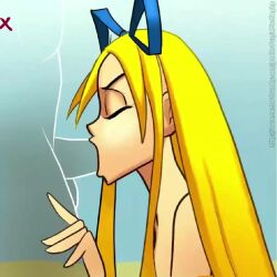 1boy 1girls 2d animated blonde_female blonde_hair blowjob disgaea faceless_male flonne light-skinned_female light_skin oral purplemantis sound tagme video
