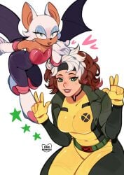 2girls cute_girls female kamii_momoru marvel not_porn rogue_(x-men) rouge_the_bat